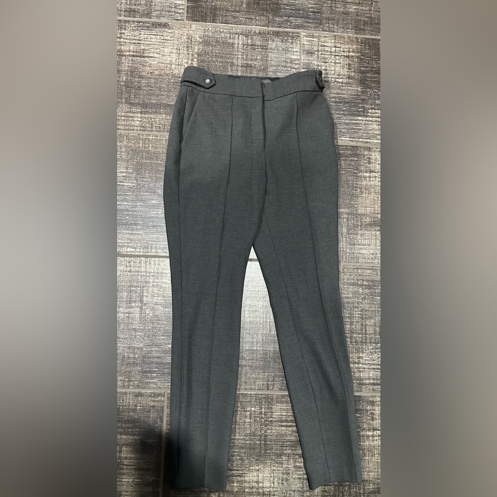 Express Gray Dress Pants with Pleats and Straight Leg